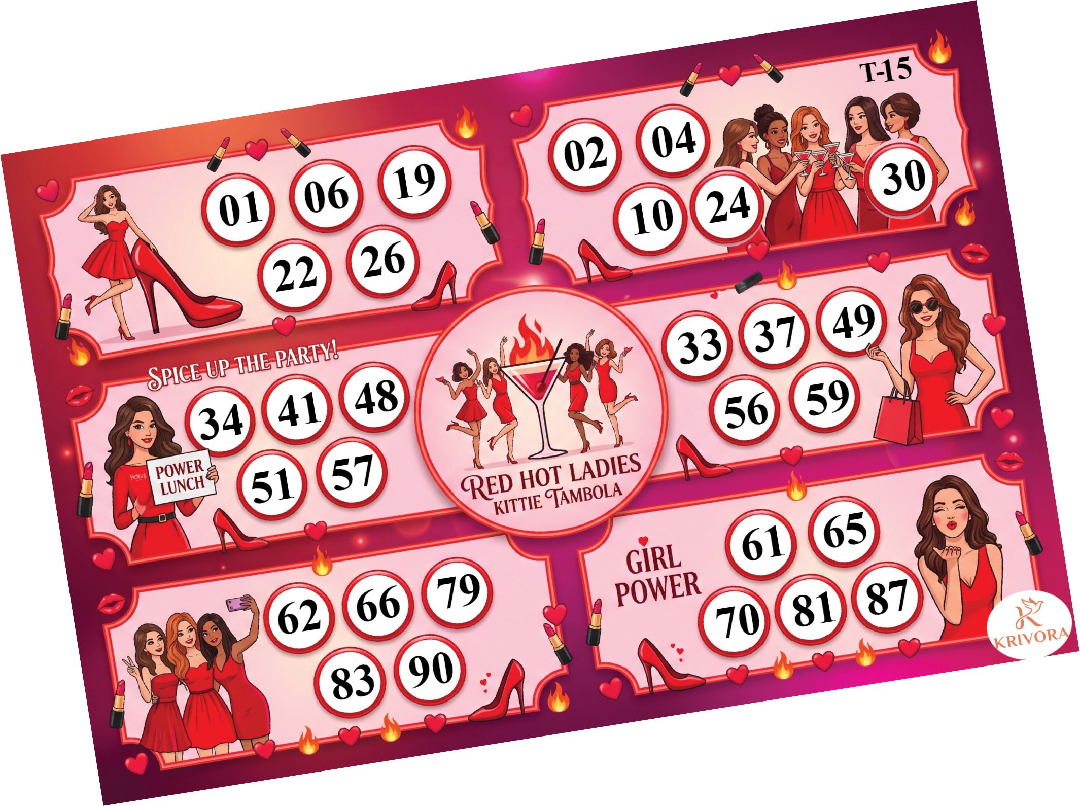 Red Hot Ladies Theme Tambola Housie Tickets(Pack of 15) Board Game Accessories-image-42