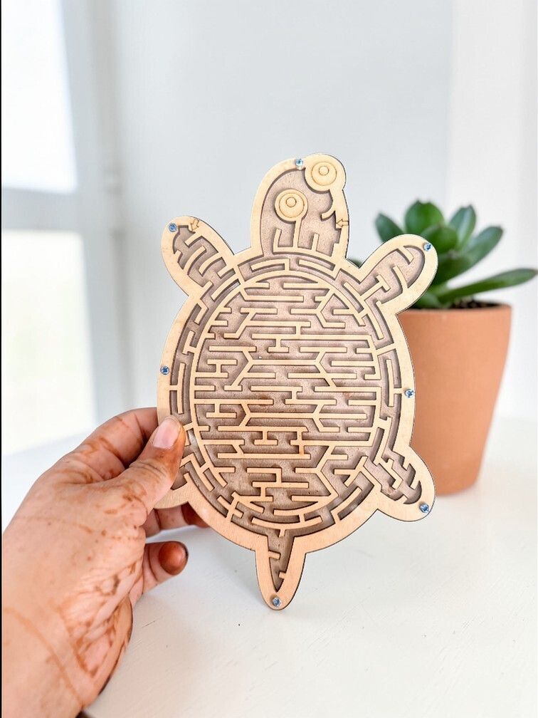 colorbee Wooden Turtle Maze Puzzle Educational Board Game for Kids Learning Indoor Play Board Game Accessories-picture-24