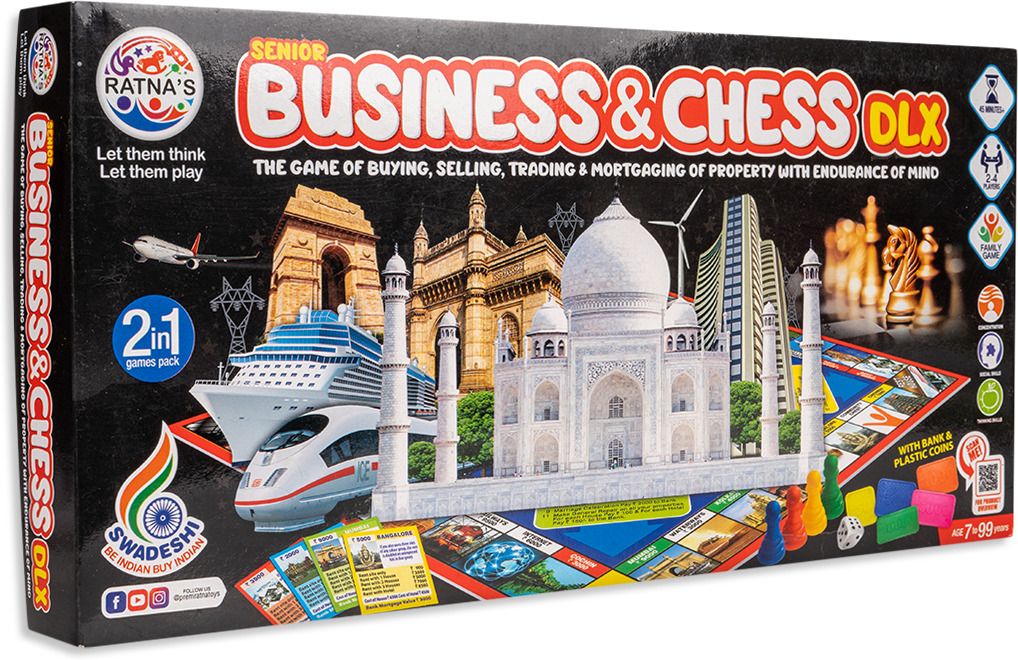 ratnas Senior Business & Chess Deluxe with Coins (1267) Money & Assets Board Game-picture-12