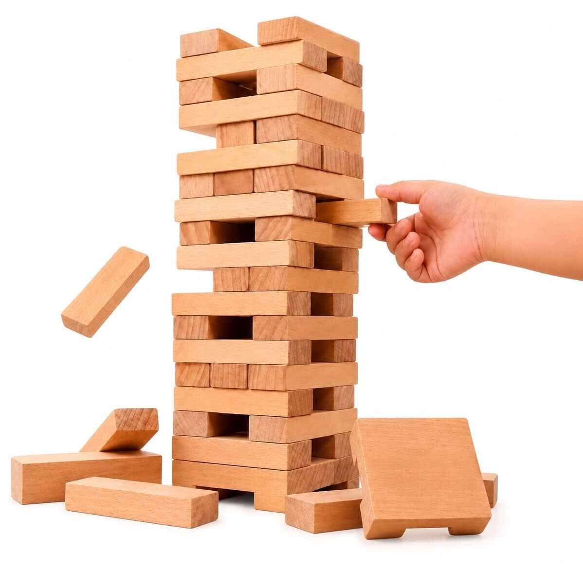 tishoys Wooden Tumbling Tower Block Game for Kids & Family Balance Stacking Toy-picture-20
