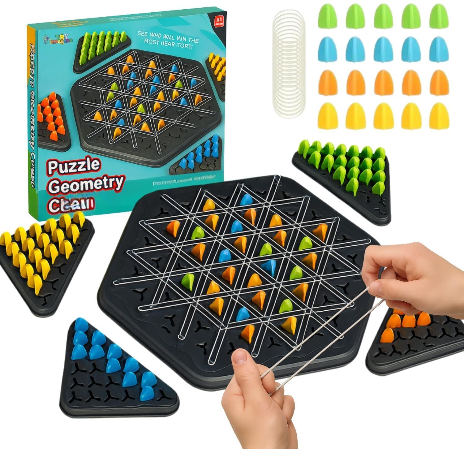 Triggle Puzzle Geometry Brain Teaser Strategy Chess Board Game Educational Toy Board Game Accessories-image-38