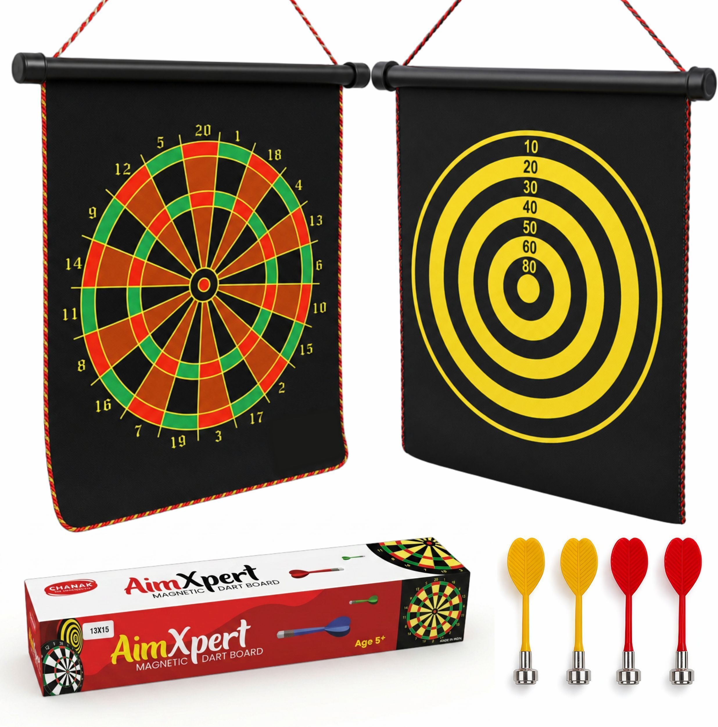 chanak Magnetic Dart Board, Dart Games for Kids Dual Side Design with 4 Darts, 5Y+ Kids Dart Board Game-picture-41