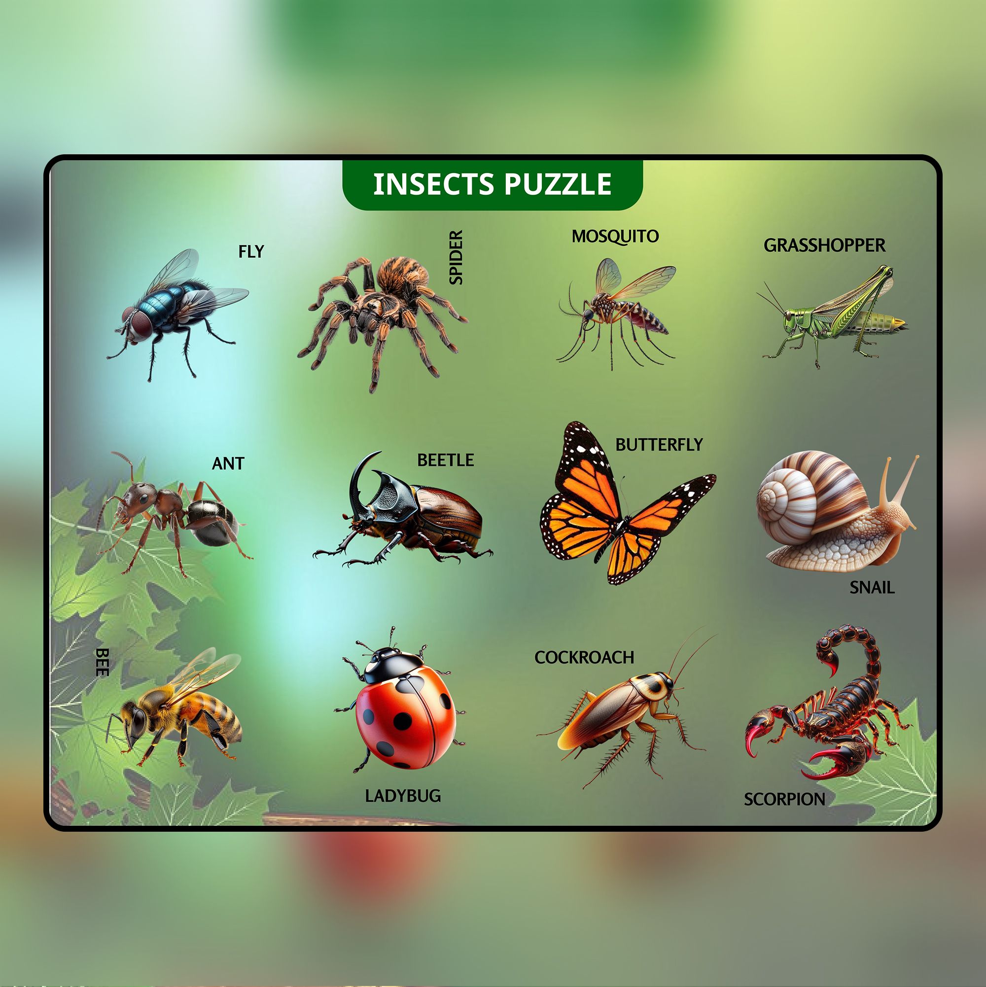 divykri Insects puzzle for 4+ year kids learning and objects knowledge growing skills Educational Board Games-picture-1