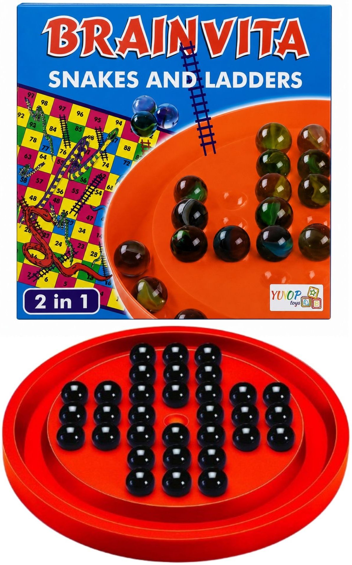 yuiop - Brainvita 2 in 1 With Snakes n Ladder - Mind Challenging Board Game For Kids Party & Fun Board Game-picture-29