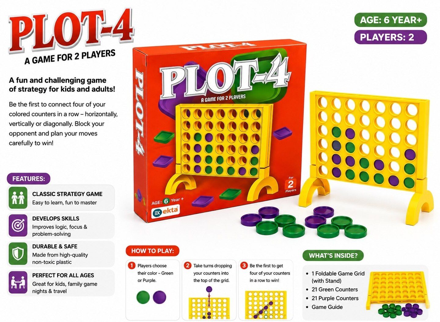 Plot-4 Strategy Board Game | Family Fun Game Strategy & War Board Game-image-25
