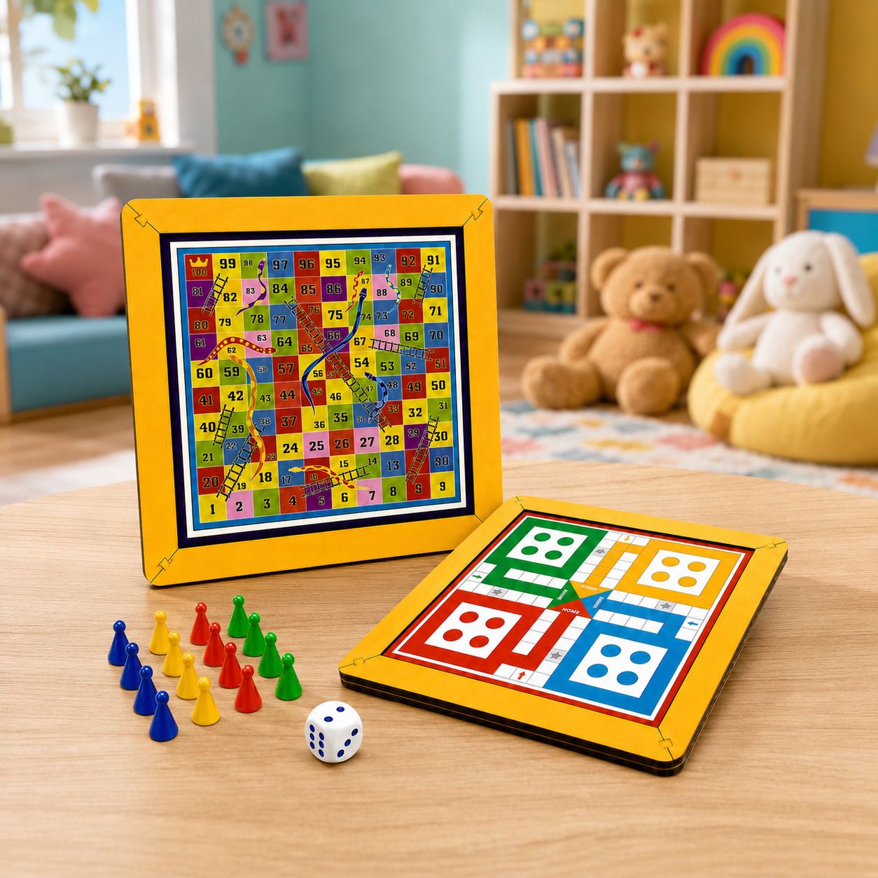 pulsbery Wooden Ludo Snake Ladder Deluxe Edition Party & Fun Board Game-picture-11