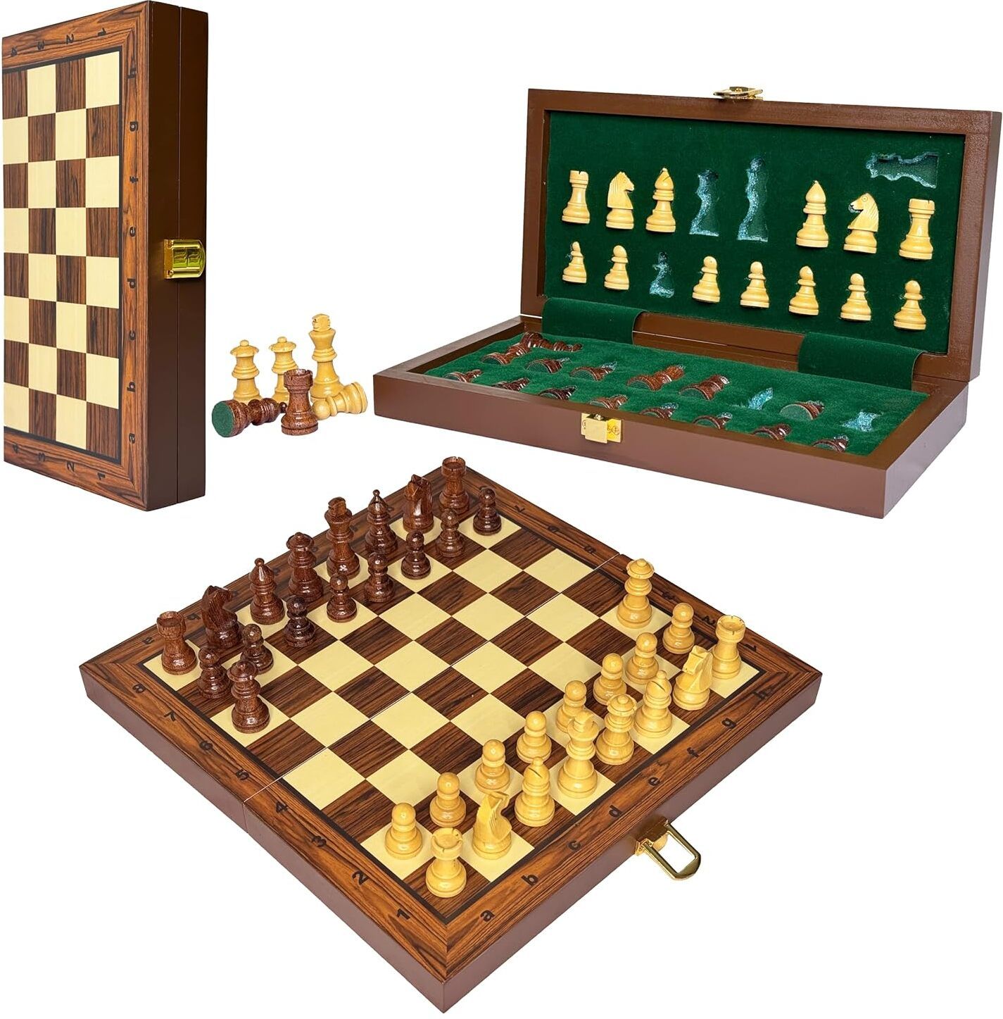 10x10 inches Wooden Chess Board Set magnetic with extra queens Strategy & War Board Game-image-47