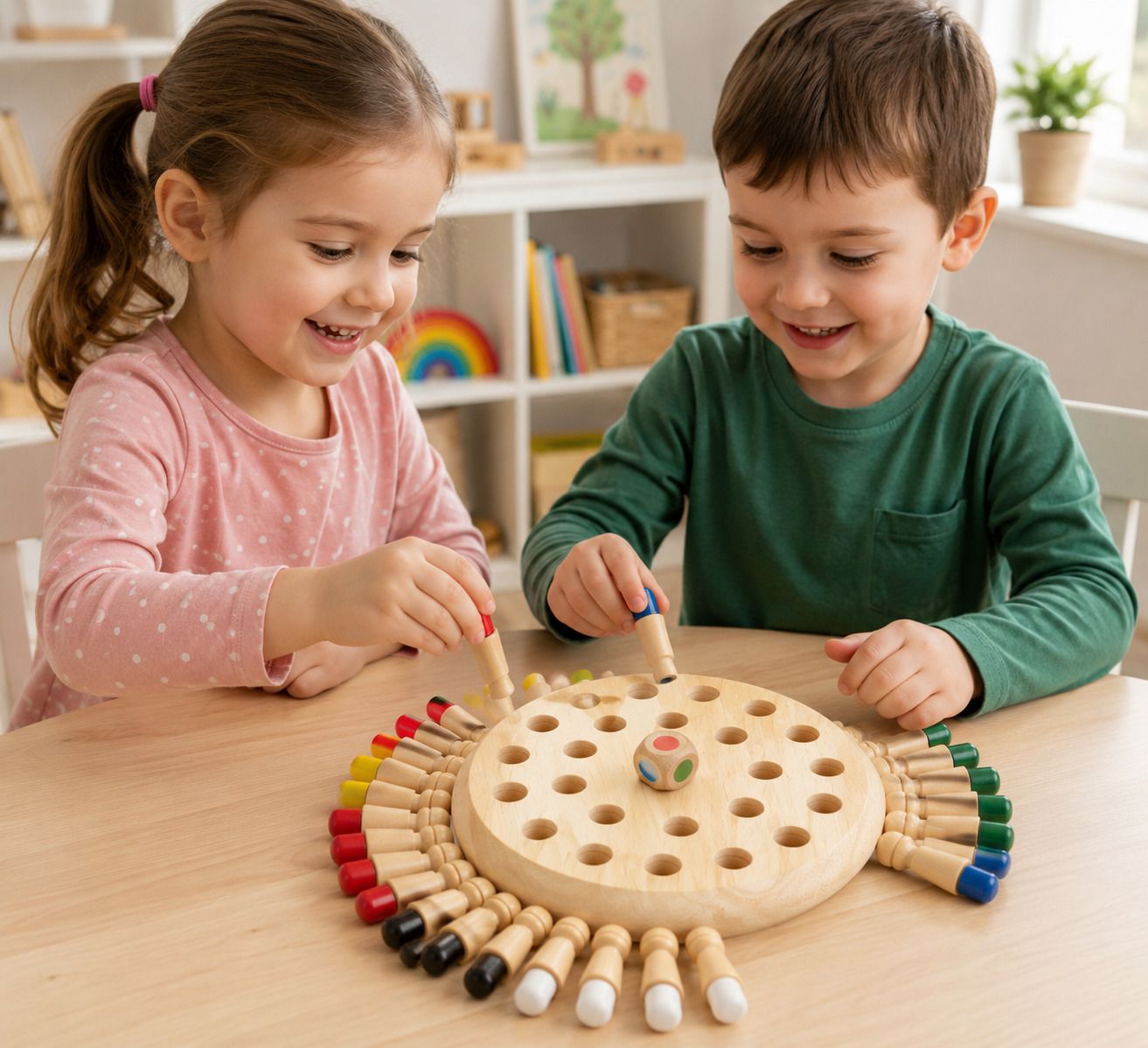 Wooden Color Matching Board Game with Dice| Skills Learning Toy forKids & Adults Strategy & War Board Game-image-7
