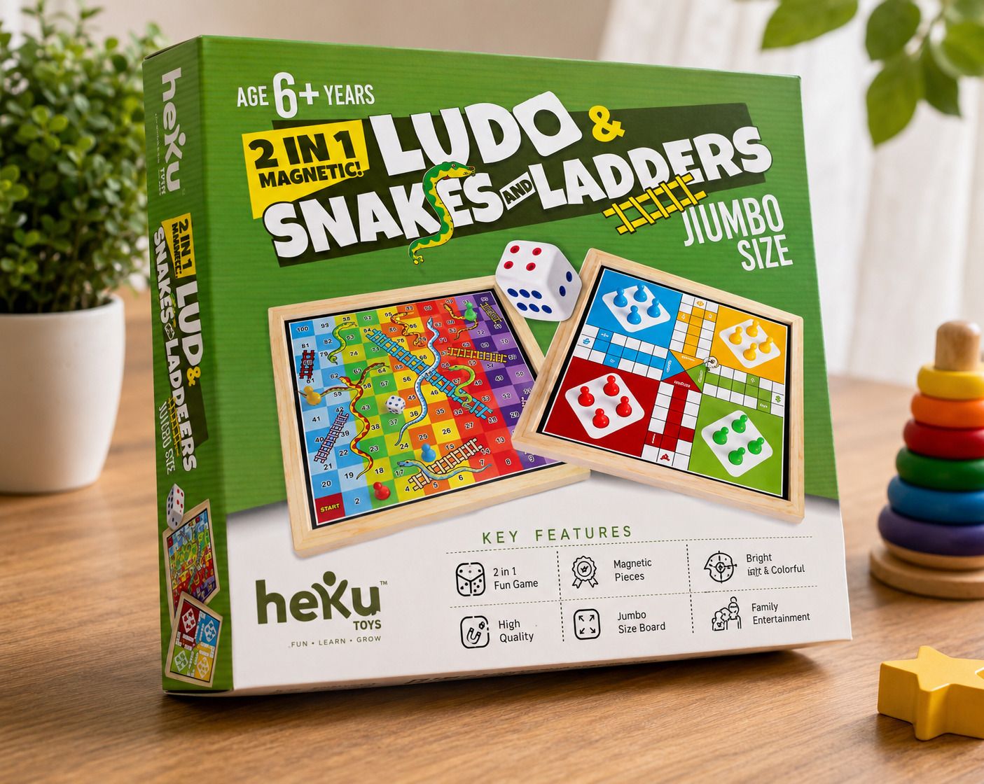 2 in 1 Magnetic Ludo & Snakes and Ladders Jumbo Board Game Board Game Accessories-image-1