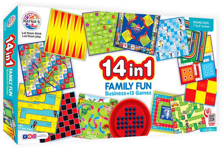 14 in1(1224) Brainvita,Business,Ludo,Snakes & Ladders&more Party&Fun Games Strategy & War Board Game