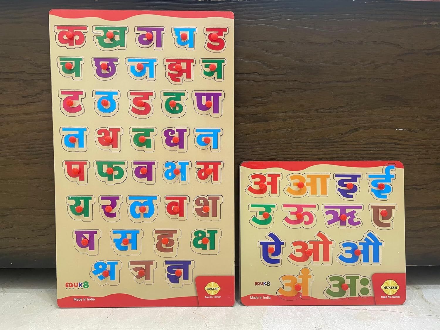 Kids Wooden Hindi Varnamala Puzzle Board with Knobs Learning Toy Educational Board Games-image-14