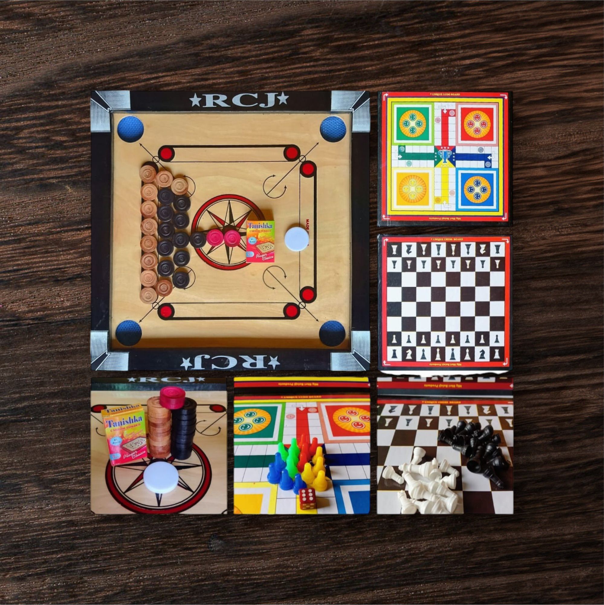 rcj CARROM BOARD 20X20 INCH,LUDO &CHESS,24 PCS.WOODEN COIN ,POWDER &STRICKER.a9 Carrom Board Game-picture-25