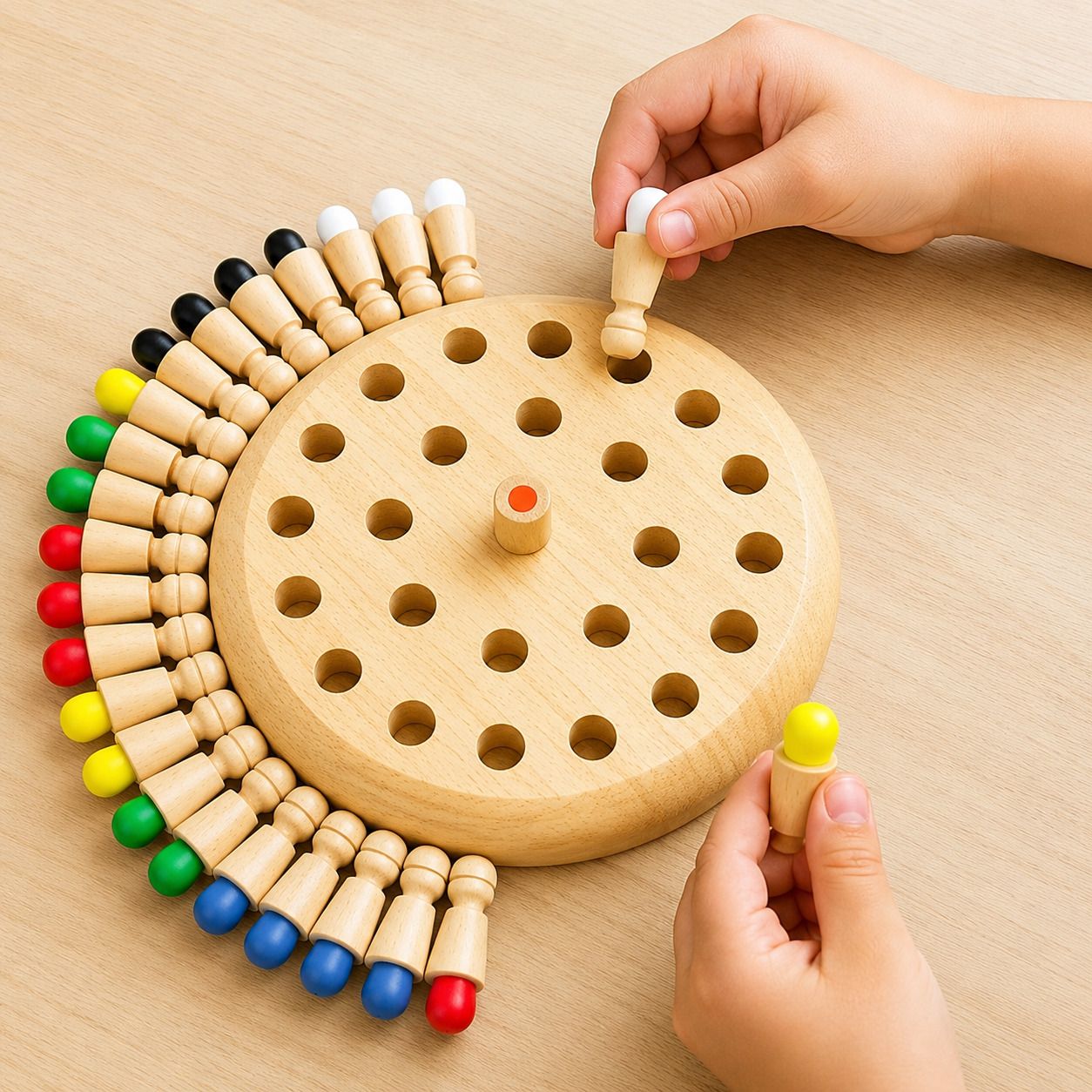 Wooden Memory Chess Game for Kids, Color Matching Brain Development Toy Educational Board Games-image-44