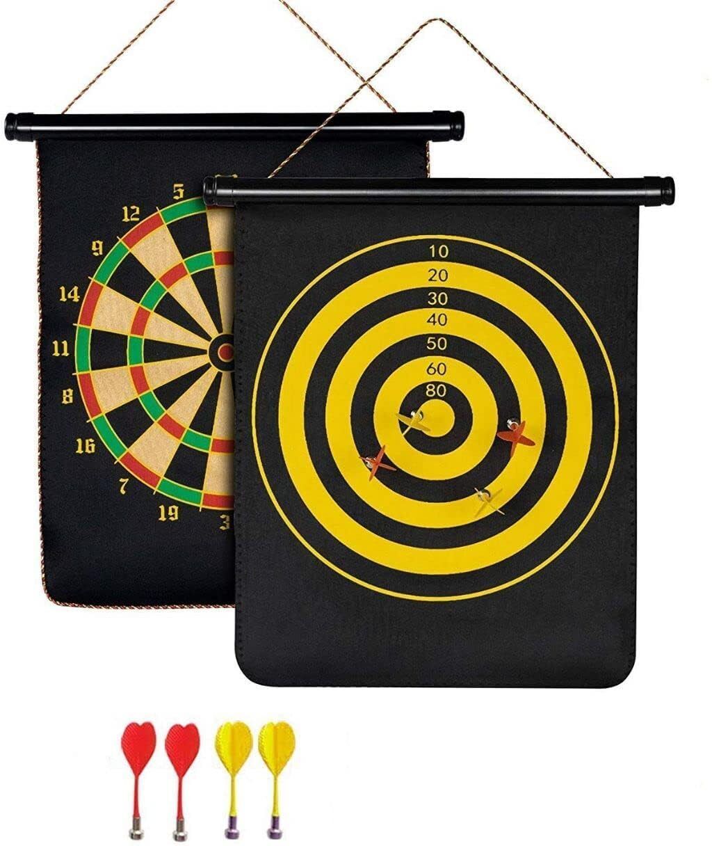 fazzul Double Sided Magnet Dart Board, Board Game with 4 Colorful Darts for Kids 12Inch 12 cm Dart Board-picture-19