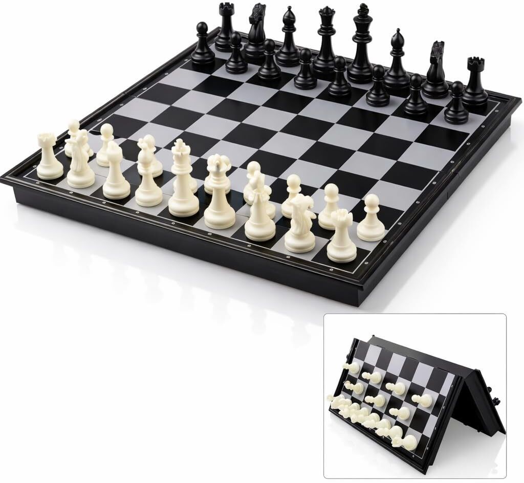 Premium 10 Inch Foldable Plastic Chess Set | Portable Travel Chess Board Game 25.4 cm Chess Board-image-25