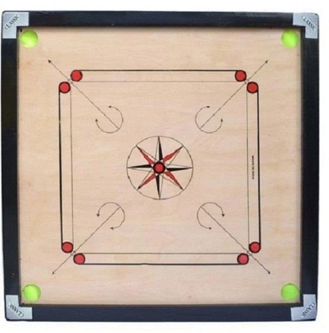 GLOSSY FULL SIZE,(32 INCH)WITH STRIKER,POWDER AND COINS 81.04 cm Carrom Board-image-23