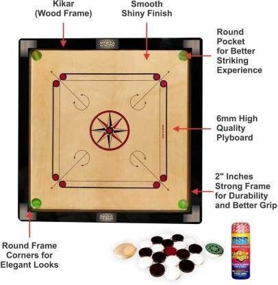 fitdex Matte large Carrom Board ,Sheet coins Striker (32 x 32 Inch)# 80 cm Carrom Board-picture-4