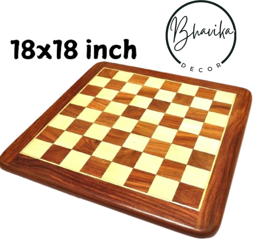 bhavikadecor Handmade Flat Wooden Chess Board | Chess Peices Not Included|18x18inch 45.72 cm Chess Board-picture-21