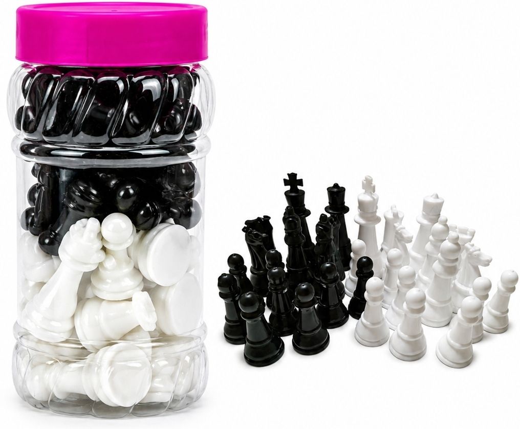 Solid Chess Pieces Set with Storage Jar ( 32 pieces, 3 inch king height) 8 cm Chess Board-image-14