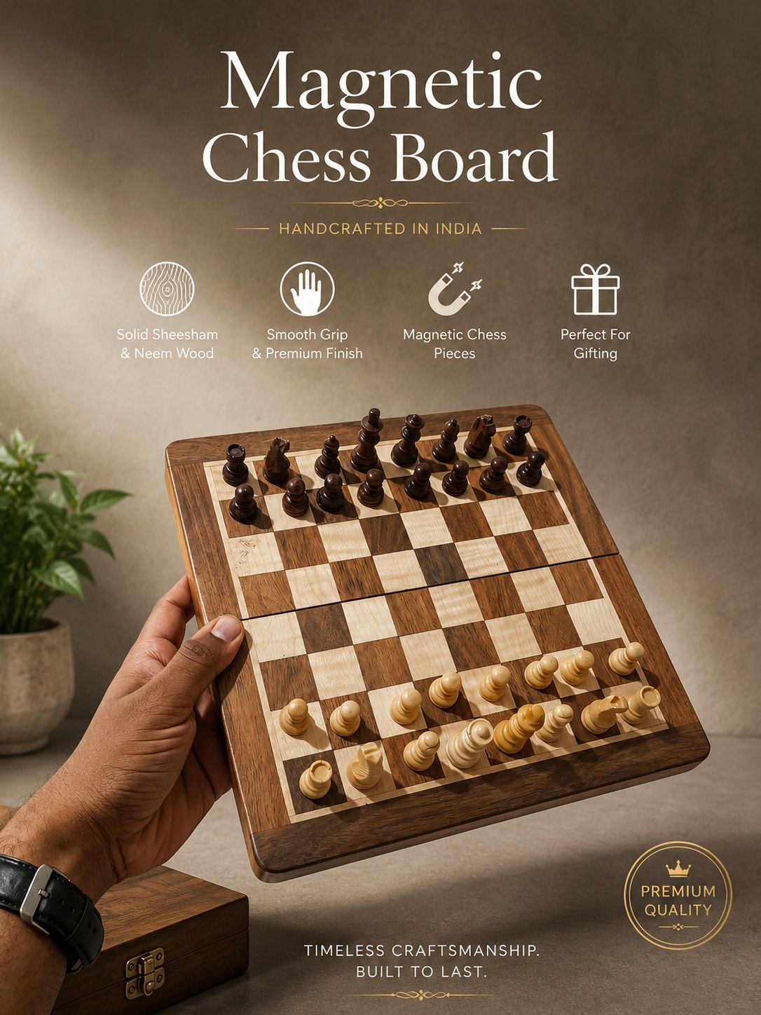 Wooden Magnetic Chess Board 26 cm Chess Board-image-31