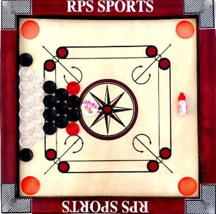 Red Kikar Wood Frame Small Carrom Board+Premium Quality Transparent Coin+Powder 51 cm Carrom Board-image-3