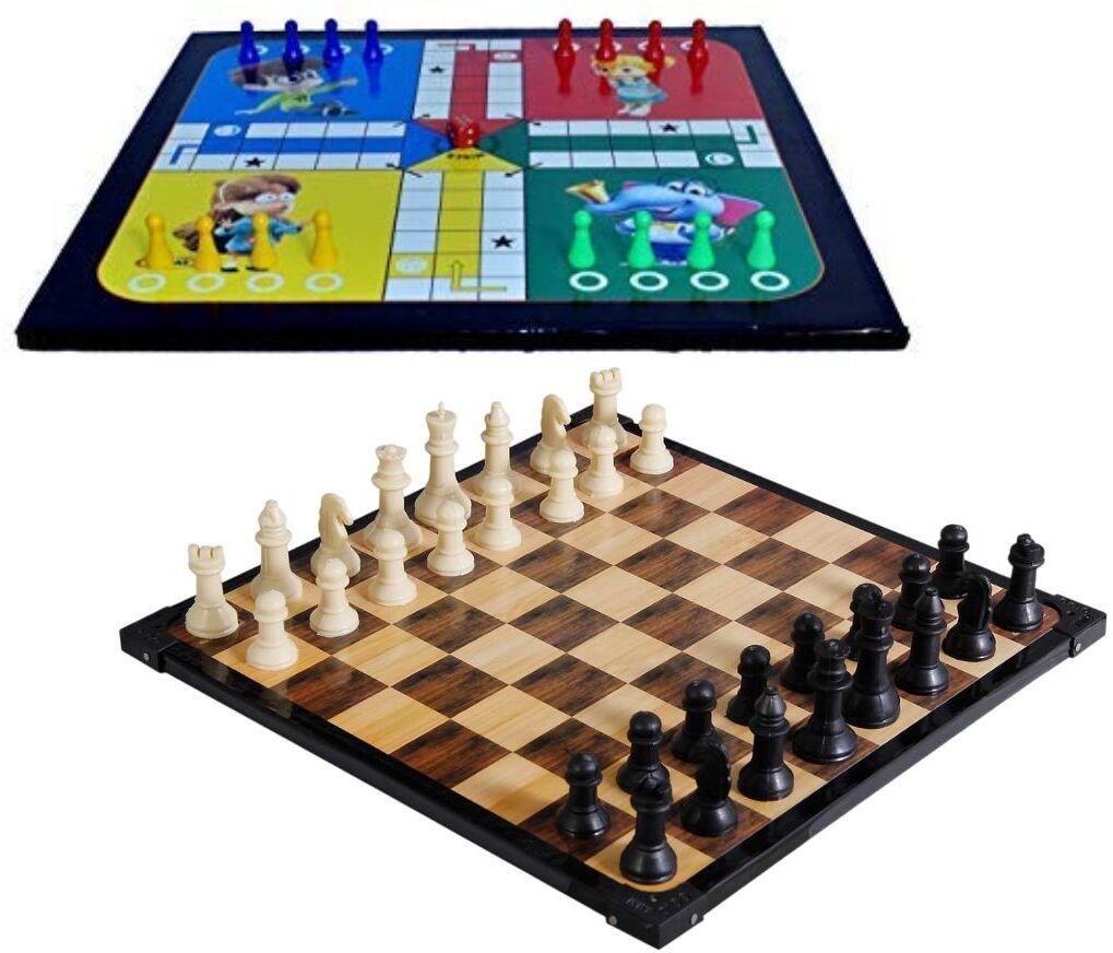 Wooden Chess Ludo Combo Board Game Set for Kids Adults 30 cm Chess Board-image-6