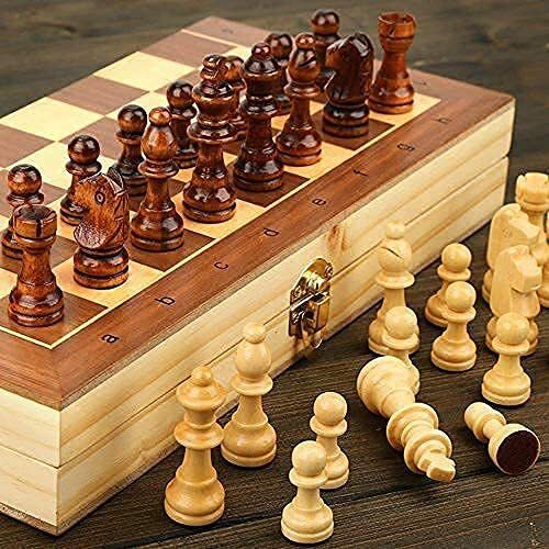 13 INCH Wooden Folding Chess Set with Storage | Classic Chess Board Game 33 cm Chess Board-image-12