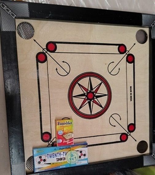 houseofcommon //20 inch carom. coins.and.striker (black) Carrom Board/ 56 cm Carrom Board-picture-45