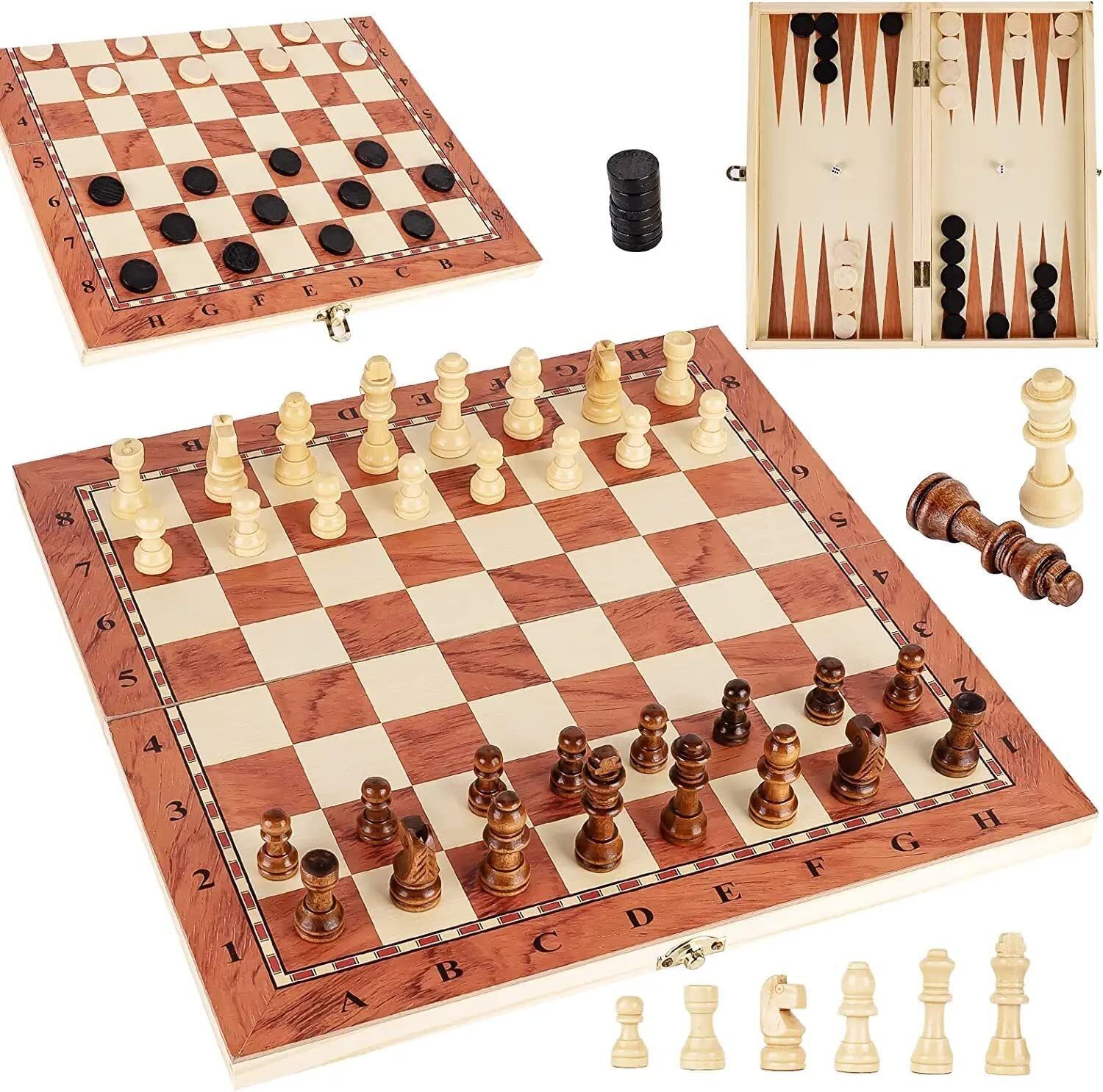 sochep Folding Wooden Chess Board Set 3 in 1 for Adults & Kids – Portable Travel Chess 5 cm Chess Board-picture-30