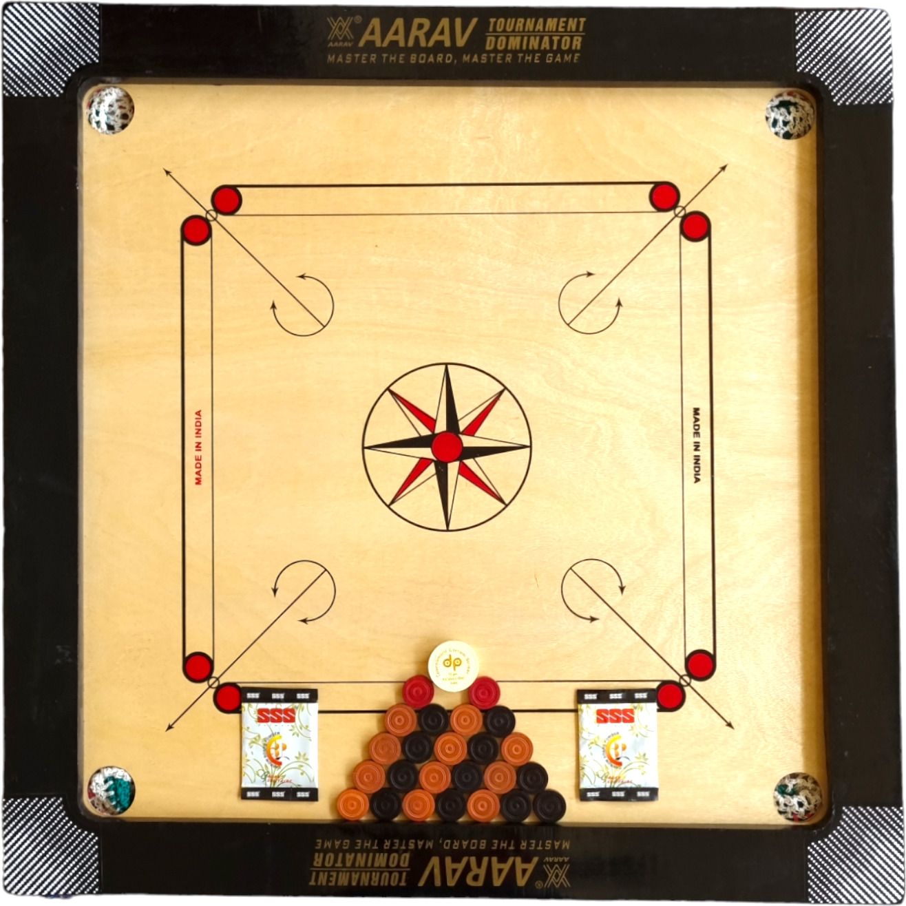 Full 3 Inch Border 6 mm Ply with Coins, Striker, and Disco Powde 3.8 cm Carrom Board-image-28
