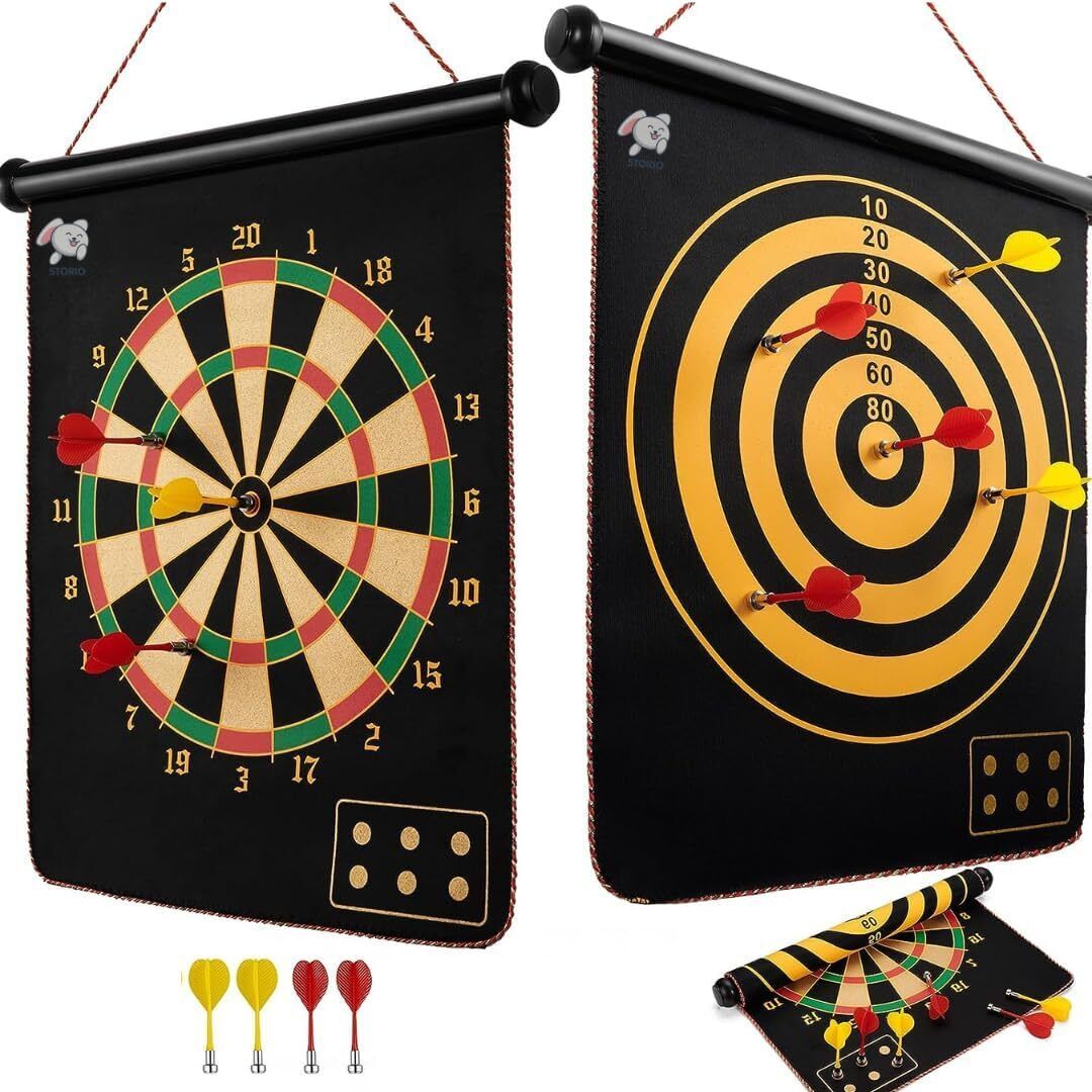 Megnetic Dart Board Foldable Dart Game with 6 Colorful Non Pointed Darts (17Inc) 8.7 cm Dart Board-image-13