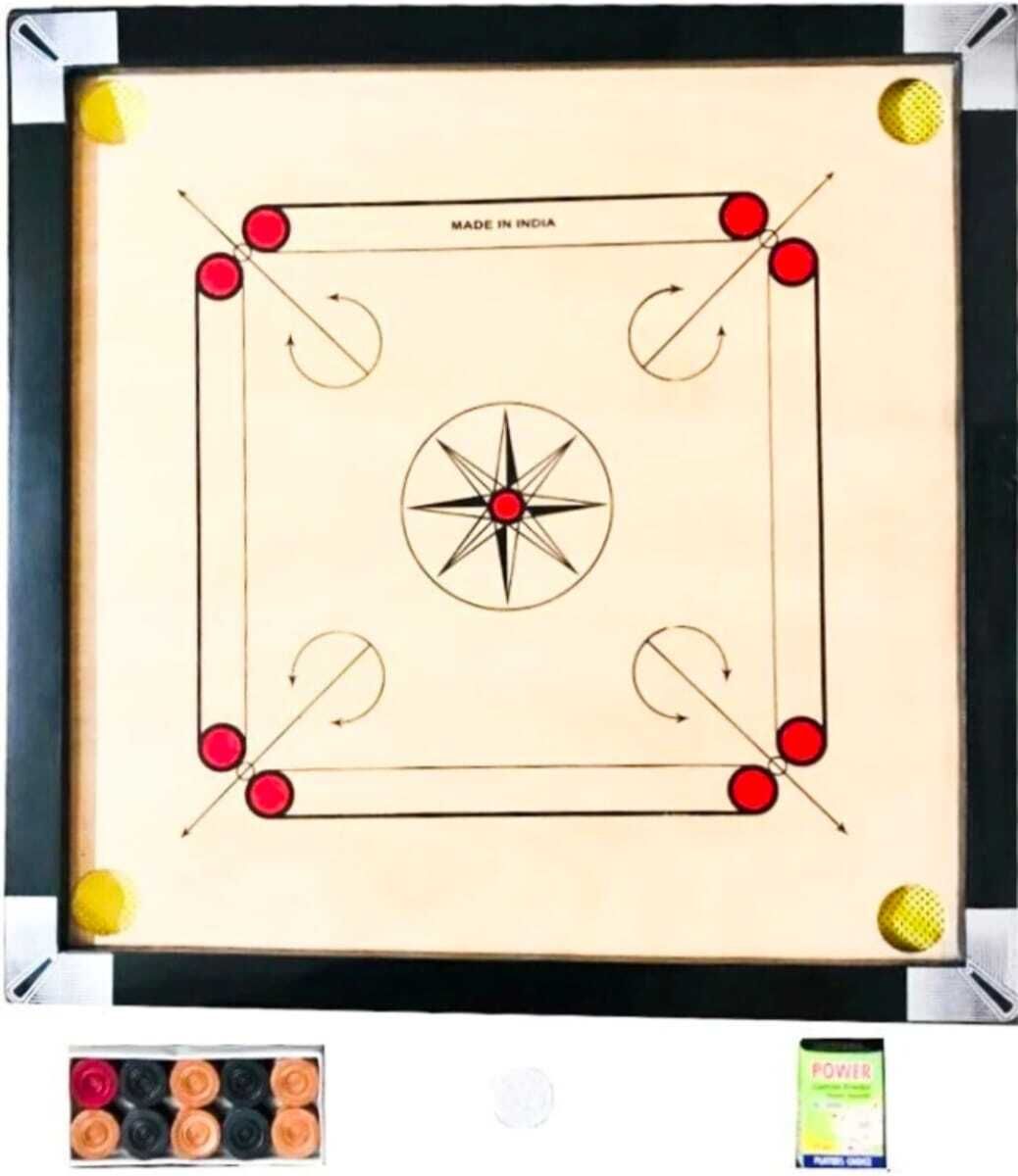 MEDIUM SIZE CARROM WITH STRIKER,POWDER AND COINS 66 cm Carrom Board-image-49
