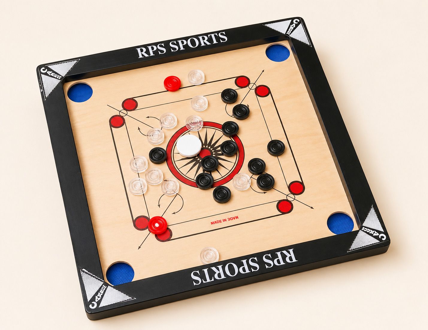 rps sports Carrom board 20 inch with coins, wooden carrom board, carrom pawan for gift 50 cm Carrom Board-picture-11