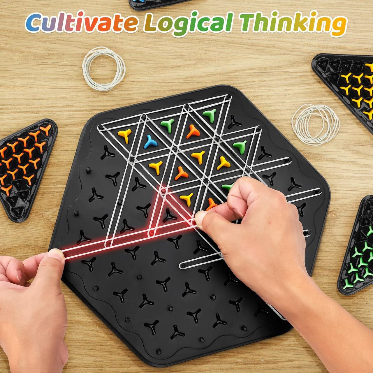 Triangle Game With Rubber Band Large Chain Tringle Chess Game Board Strategy 10 cm Chess Board
