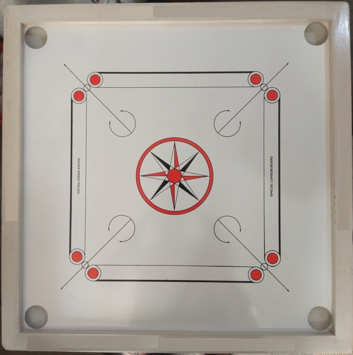 GLOSSY WHITE FULL SIZE(32 INCH) WITH STRIKER,POWDER AND COINS 81.04 cm Carrom Board