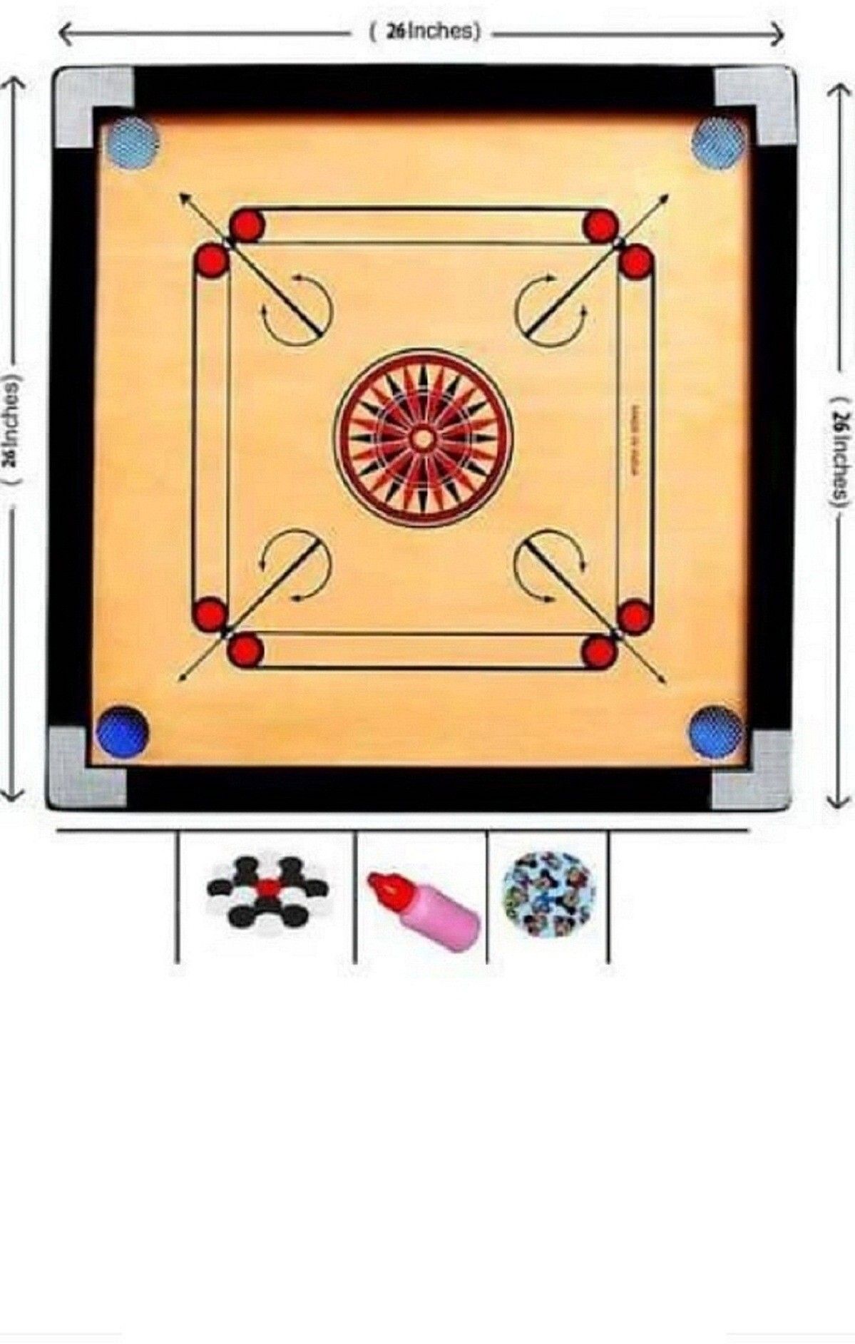 adrio wo@den Medium Size Carrom Board( 26 Inch) with Coins, Striker and Powder 66.04 cm Carrom Board-picture-19