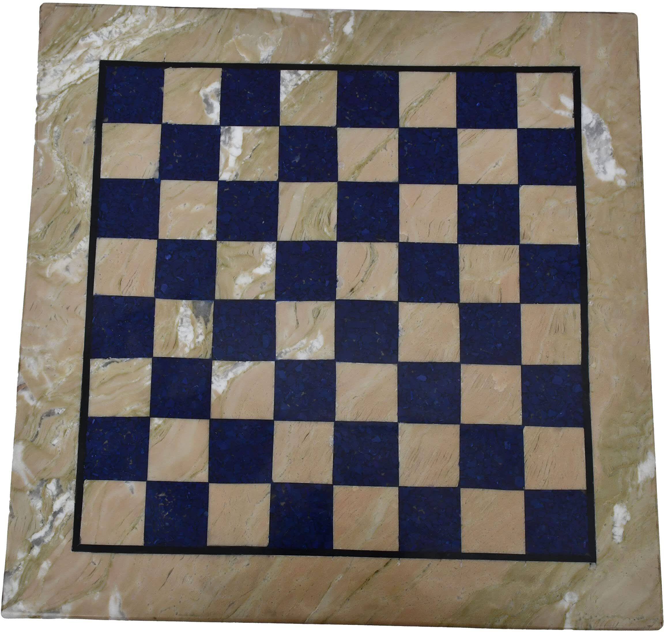 aargkraft 15x15 Black Marble & Lapis Lazuli Stone Chess Board (Without Pieces) 2 cm Chess Board-picture-25