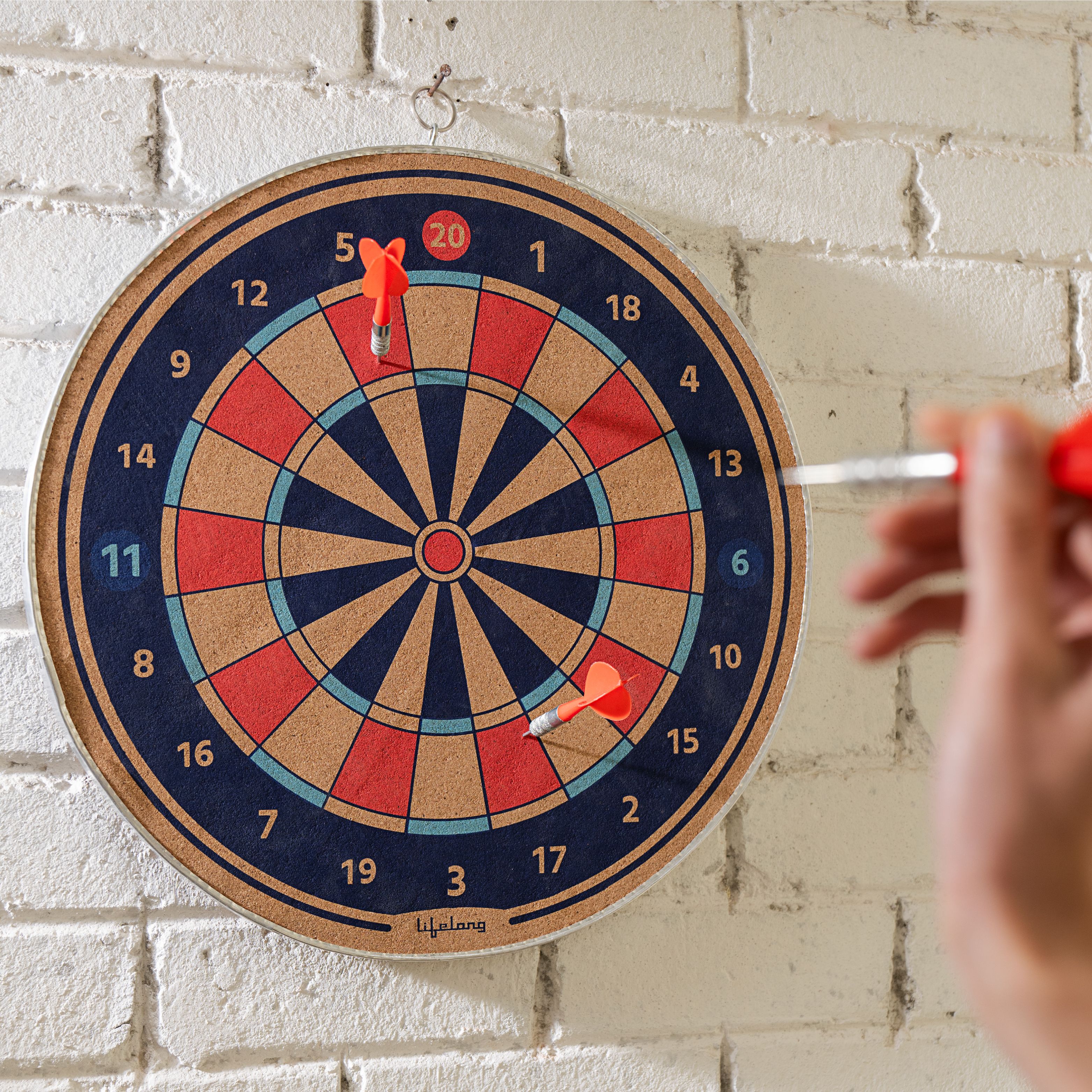 lifelong Wooden 18 inch double sided dartboard with 4 darts l Indoor & Outdoor Play 45 cm Dart Board-picture-29