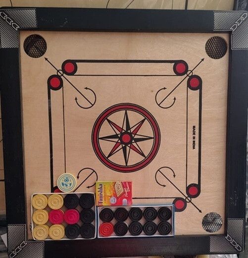 houseofcommon .20 inch carom.&. 2coins.. and.striker (black) Carrom .Board 56 cm Carrom Board-picture-17