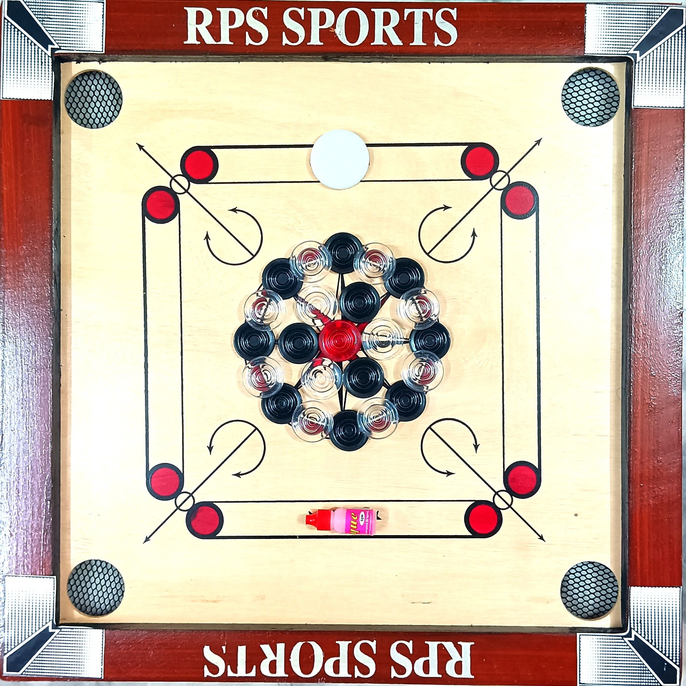 20X20 inches wooden carrom board Red with crystal coins, striker and powder 4 cm Carrom Board-image-40