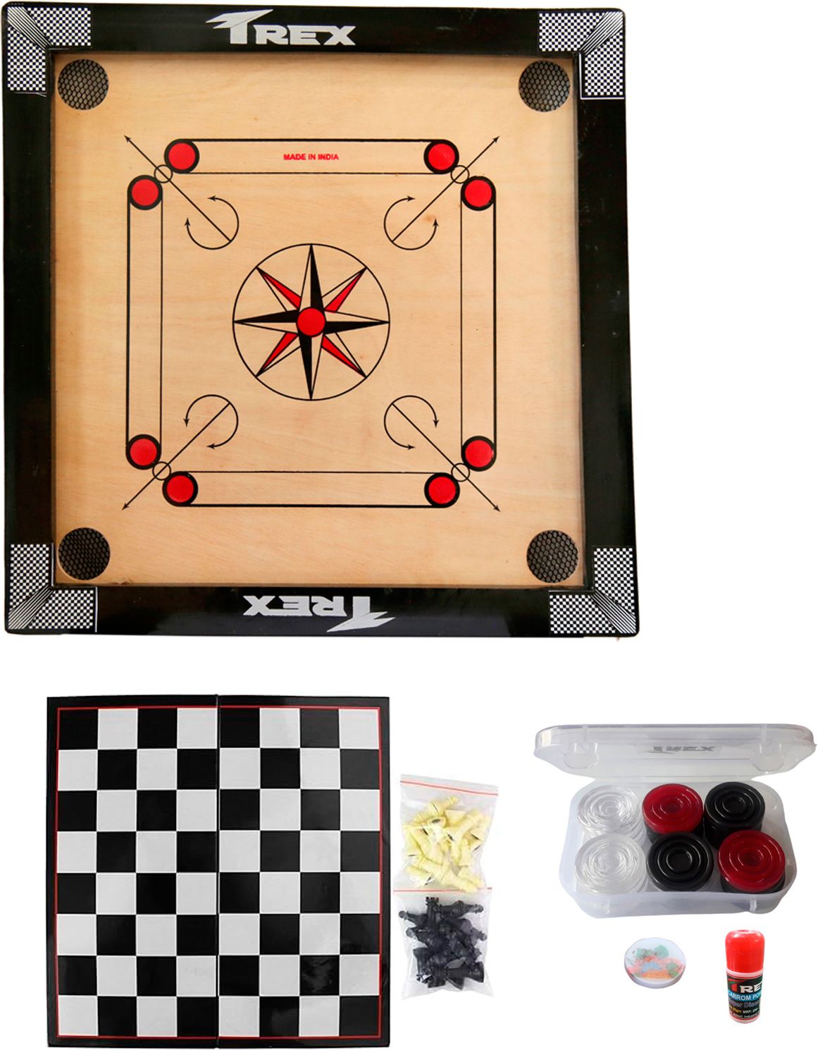 20 inches Carrom Board, Coins, Striker, Powder & Free Chess Board,Chess Pawns 50.8 cm Carrom Board-image-33