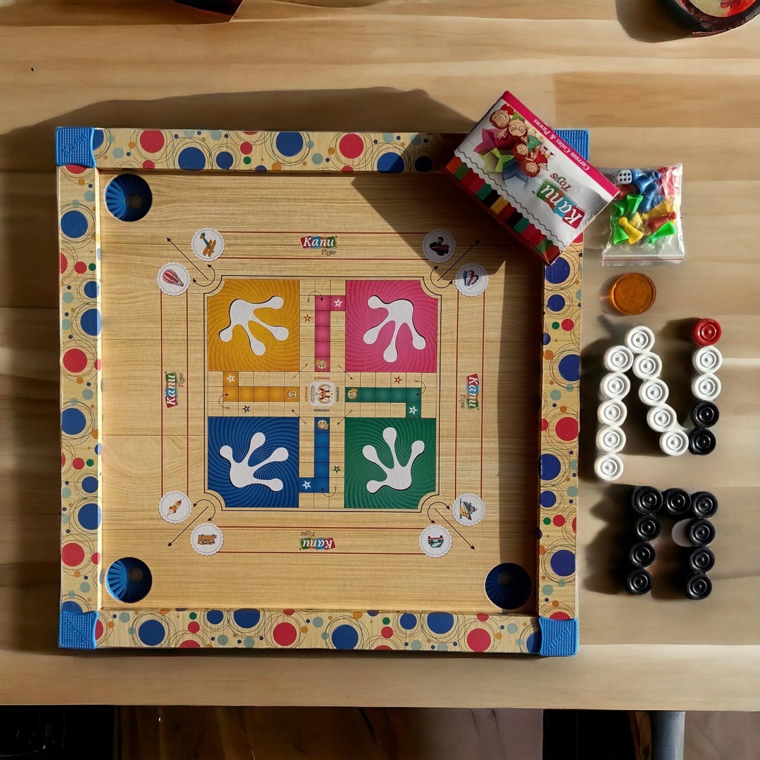 fundio Carrom Board for Kids | 6-in-1 Wooden Carrom Board Game 2 cm Carrom Board-picture-2