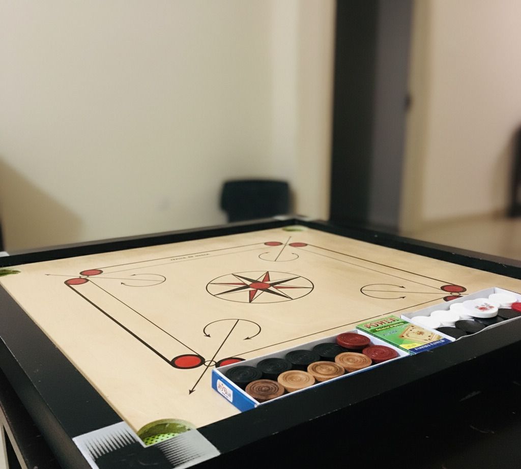 ssportshub 26 In Wooden Carrom Board with Glossy Surface, Coins, Striker & Powder 66 cm Carrom Board-picture-15