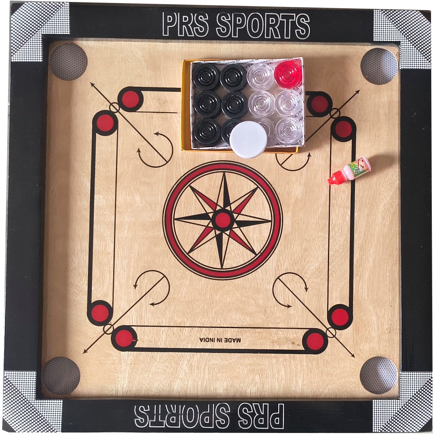 20X20 INCH SMALL SIZE CARROM WITH 24 CRYSTAL COIN, 5 GM POWDER . 5 cm Carrom Board-image-34