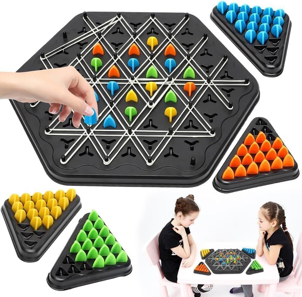 drewitstar Chain Triangle Chess Fun Rubber Band Game for Kids & Adults, Educational 10 cm Chess Board-picture-44