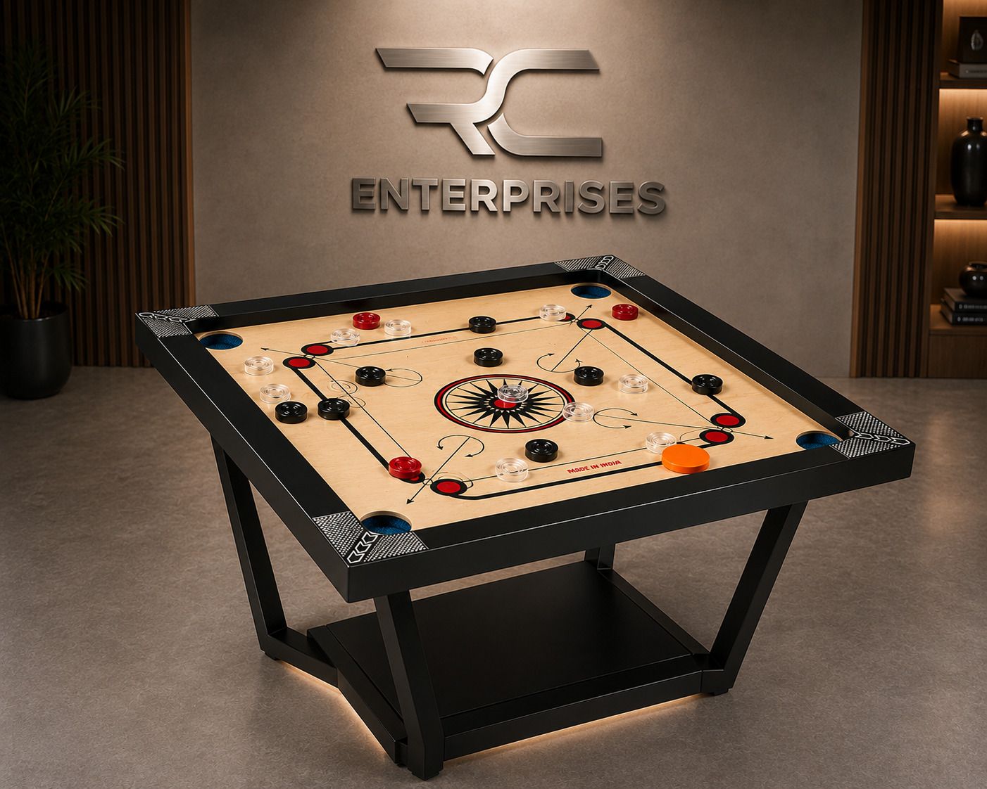 r c enterprises Elite Series Carrom Board with 24pcs. Crystal coins size (6mm) 50.8 cm Carrom Board-picture-10