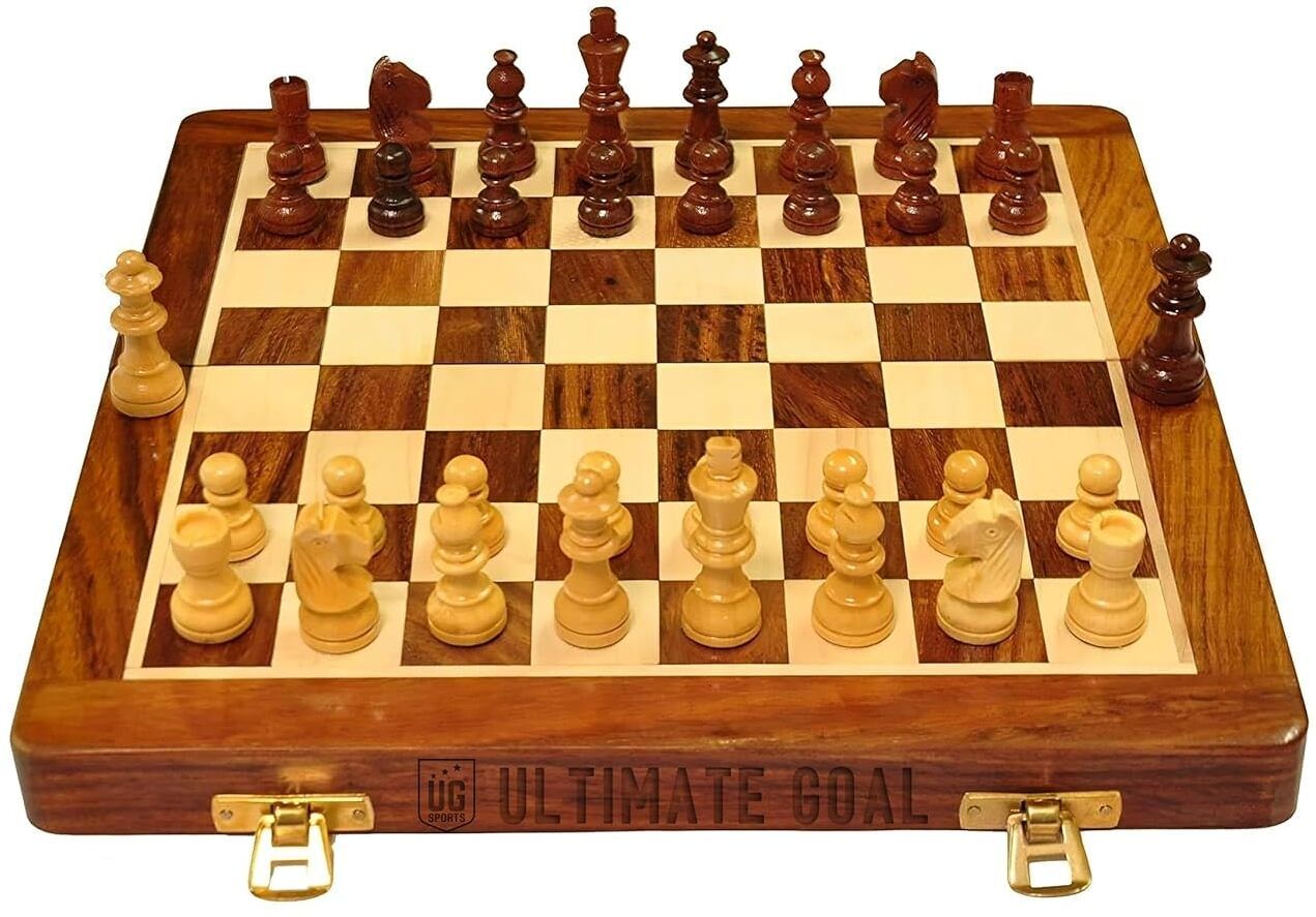 ultimate goal Sports Wooden Foldable Chess with Magnetic 2 Players Game (7x7 Inches) 3 cm Chess Board-picture-24