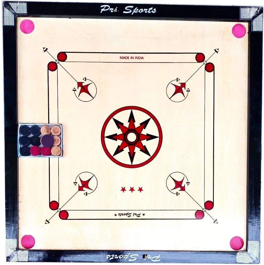 FULL SIZE 32X32 INCH CARROM WITH 24 WOODEN COIN 5 cm Carrom Board-image-45
