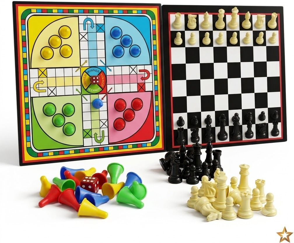 2-in-1 Ludo & Chess Indoor Board Game Combo Set 30 cm Chess Board-image-40