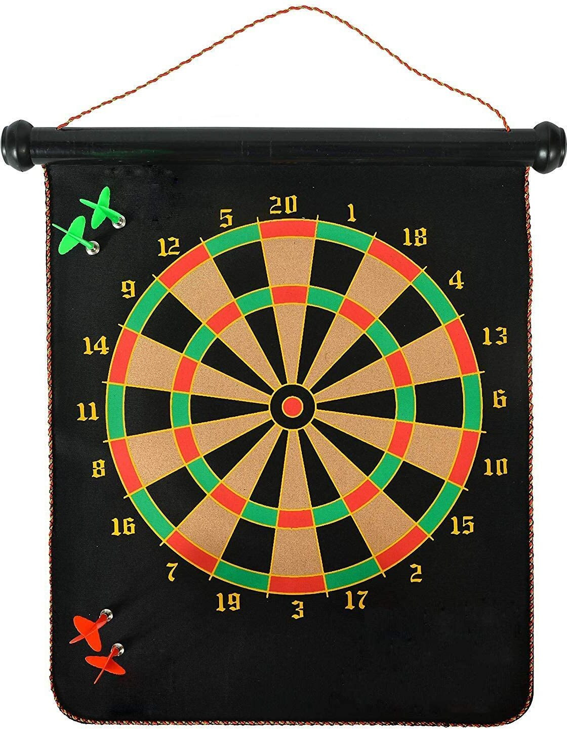 aashray Magnetic Portable & Foldable Dart Game with 4 Colourful Non Pointed Darts 14" 14 cm Dart Board image 1